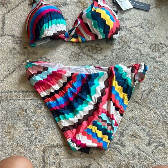 NWT Trina Turk Multicolor Geometric Bikini - Picture 4 of 5